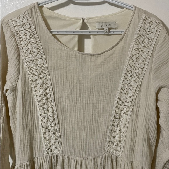 Anthropologie Eri & Ali Edira Lace Cream Tunic Dress Size Small - Picture 3 of 10